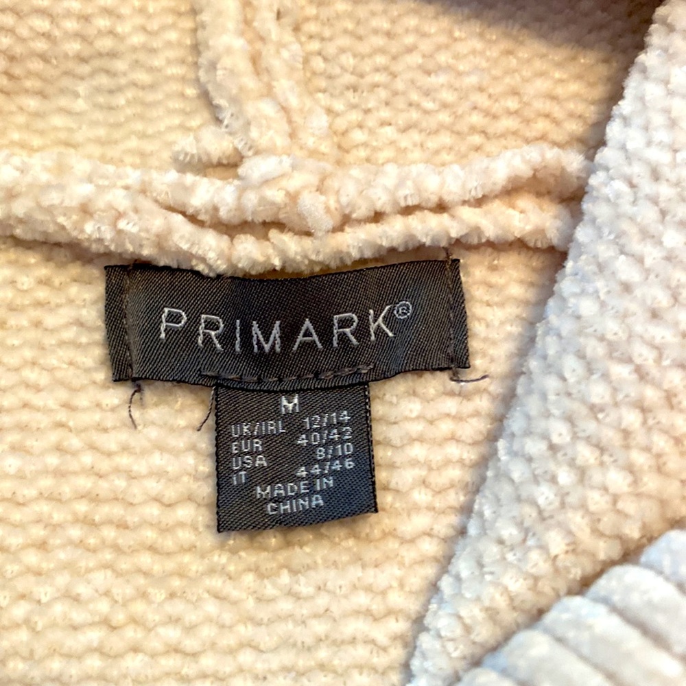 PRIMARK VELOUR SWEATER-Hooded, soft sweater with front pocket, in Cream Size Med - Picture 2 of 6